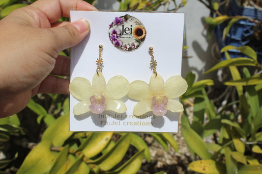 Baby yellow orchid earings