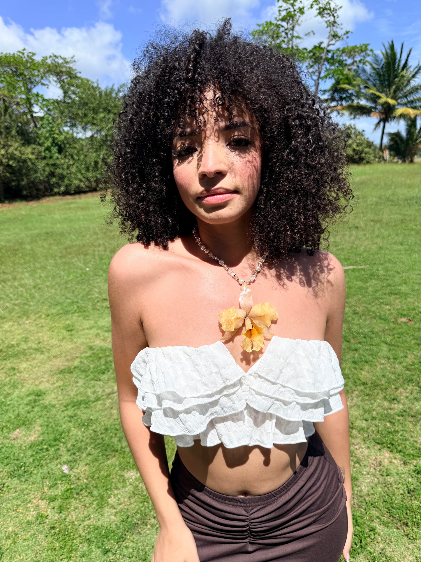 Cattleya orchid fairy necklace