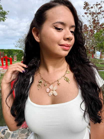 Seashell Bloom Charm Necklace