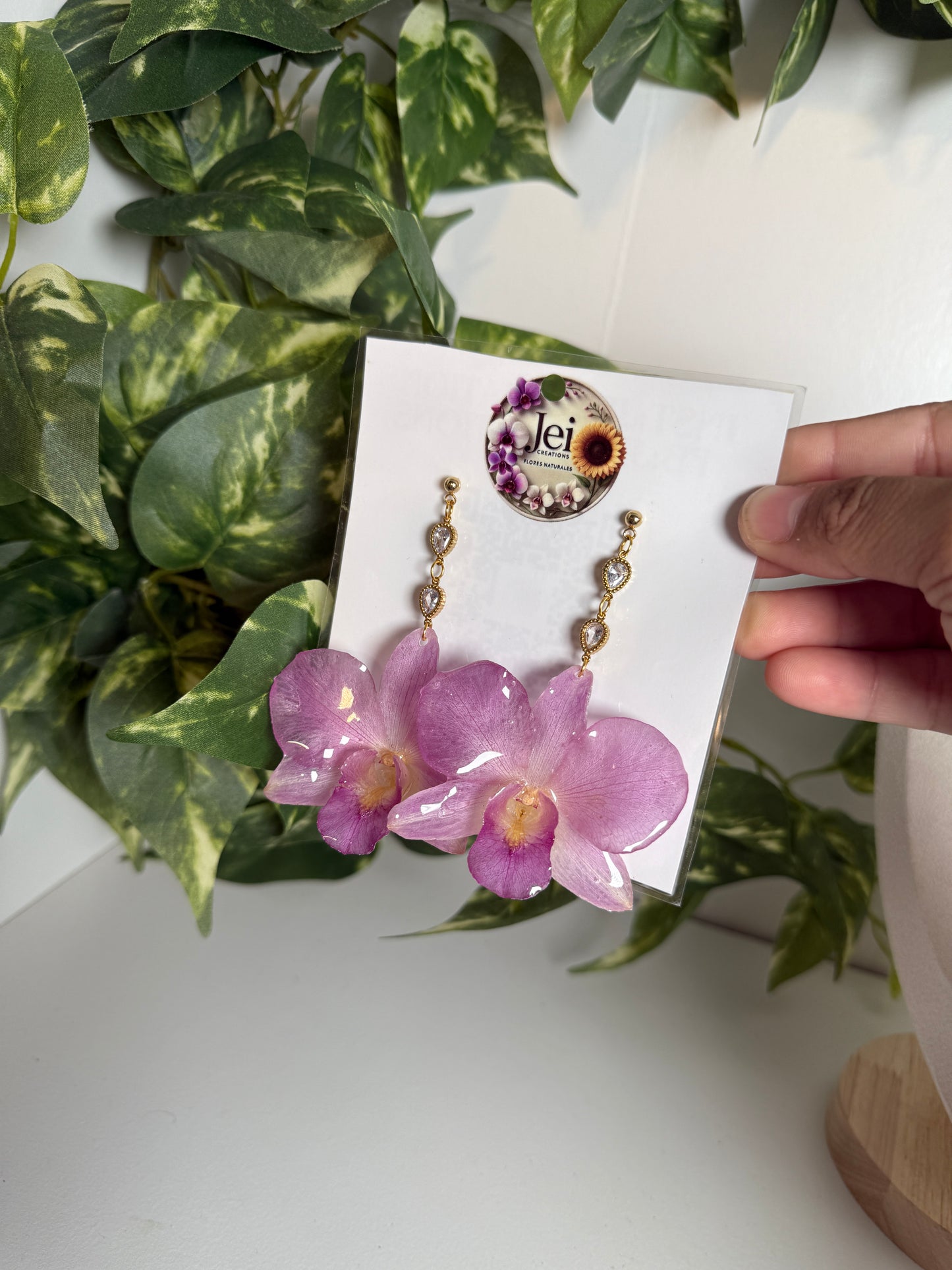 Diamond Dendrobium Orchid earings