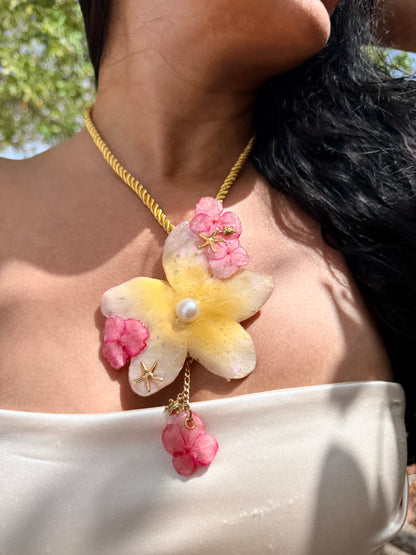 Plumeria & Hydrangea Paradise Necklace