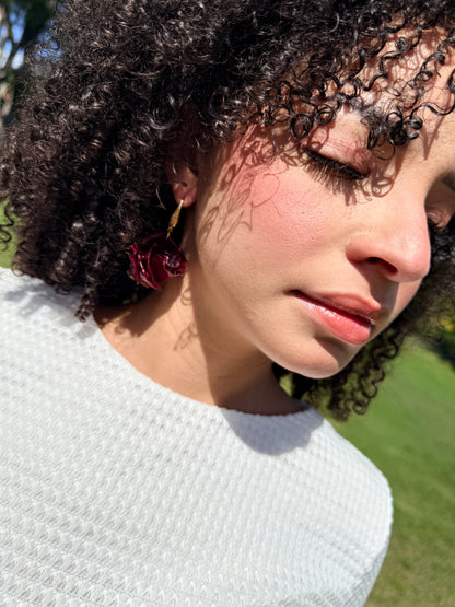 Red rose earrings