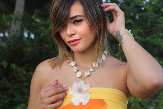 Summer Miltonia Orchid necklace