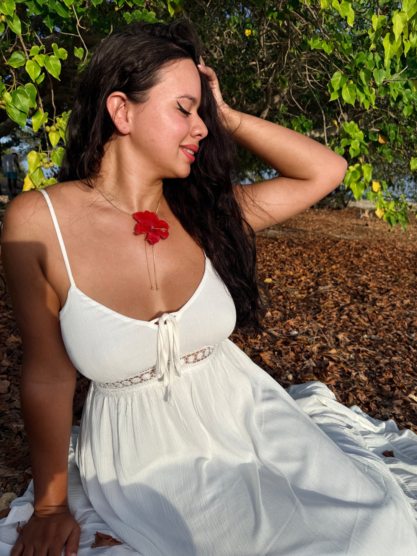 Crimson Poppy Lariat Necklace(amapola)