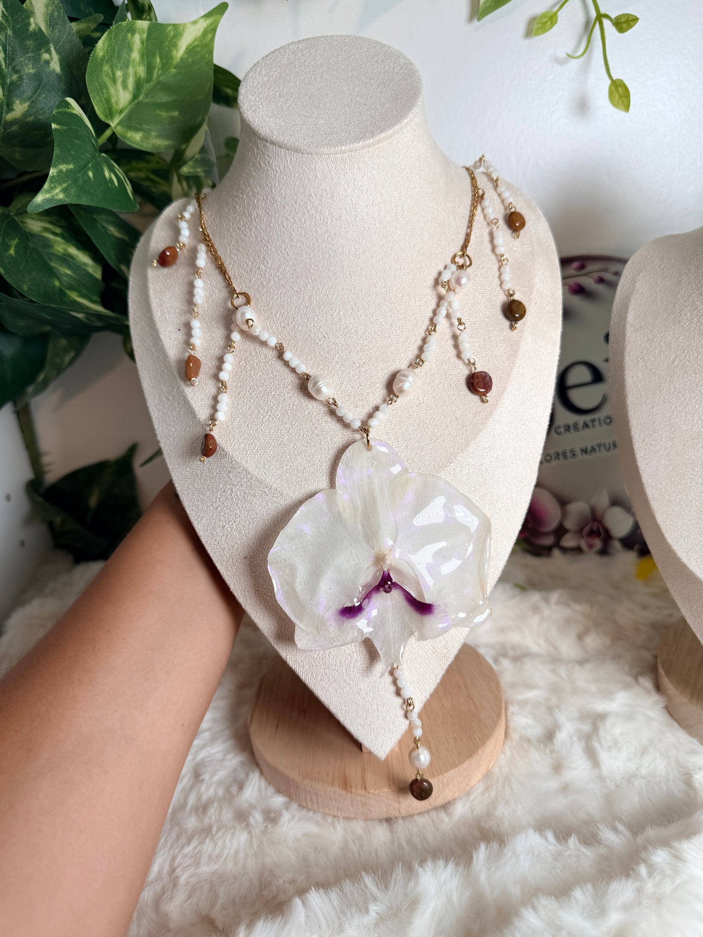 Phalaenopsis Pearl Cascade Necklace