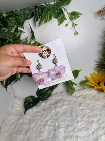 Lilac Daisy Orchid Earrings