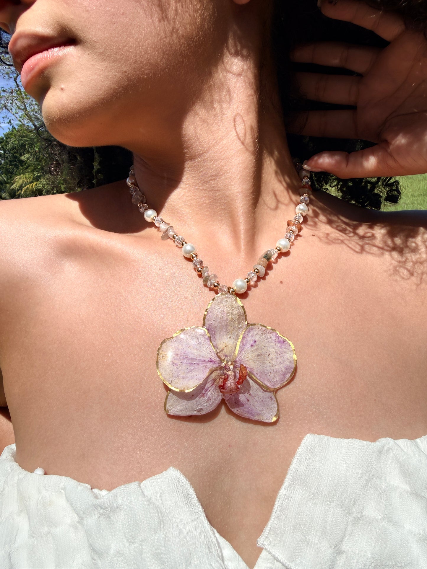 Phalaenopsis orchid necklace