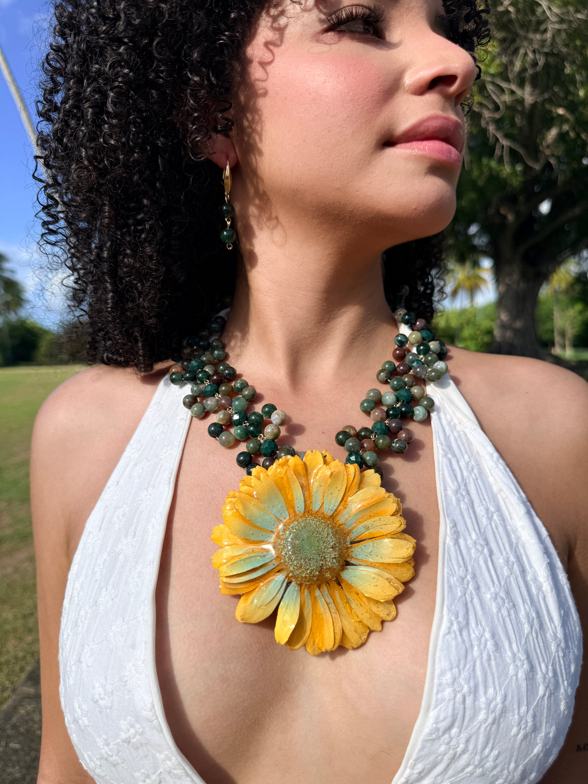 Golden Earth Gerbera Necklace