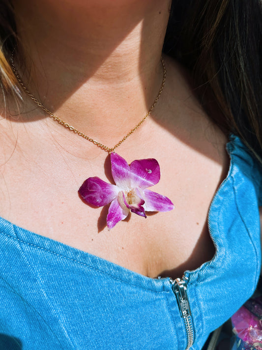 Pink/Purple Dendrobium Necklace