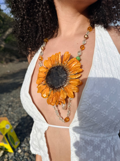 Sunlit Statement Sunflower Necklace
