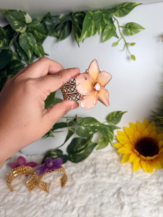Golden Plumeria Glow Cuff