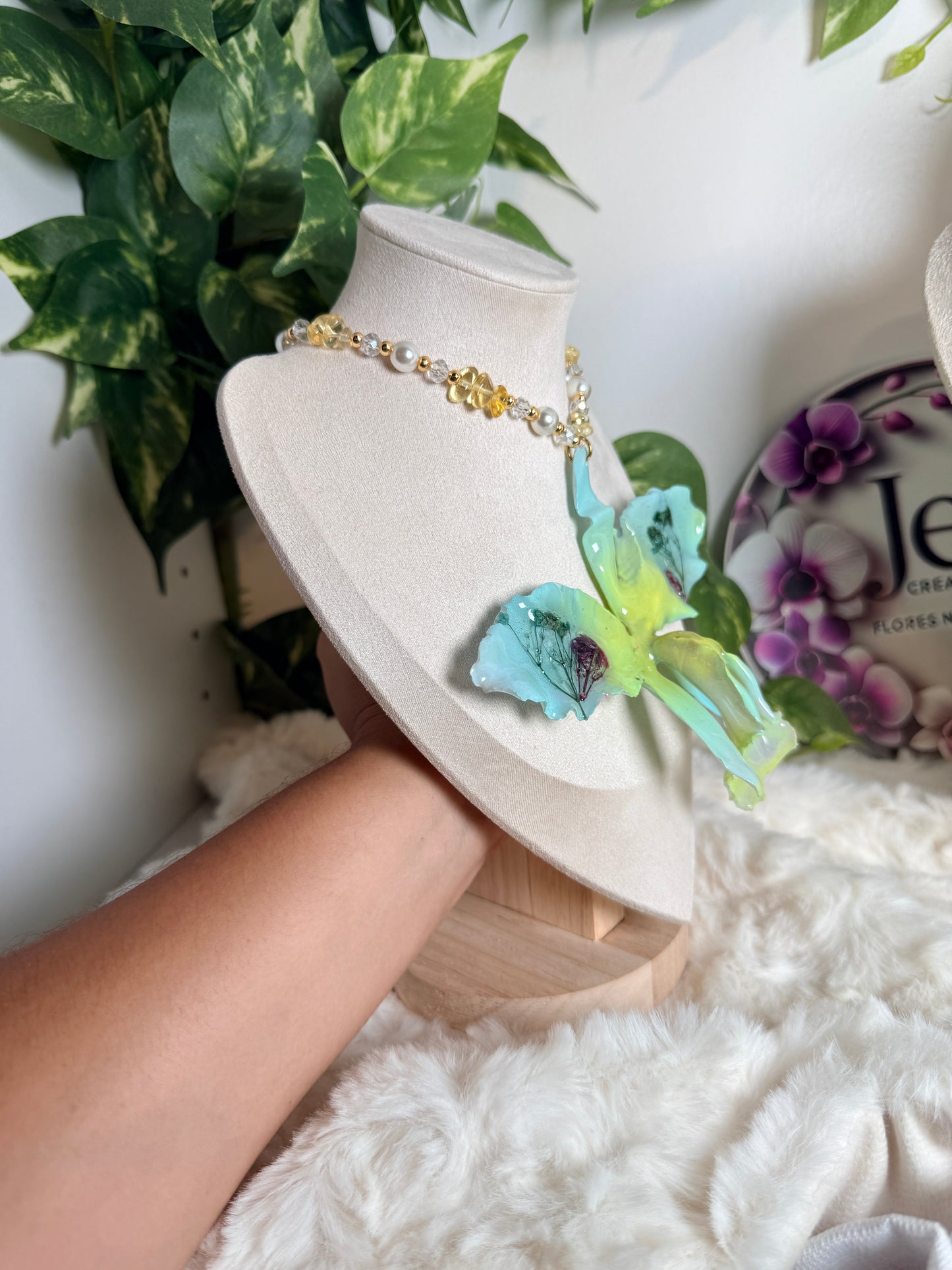 Cattleya Botanical Statement Necklace