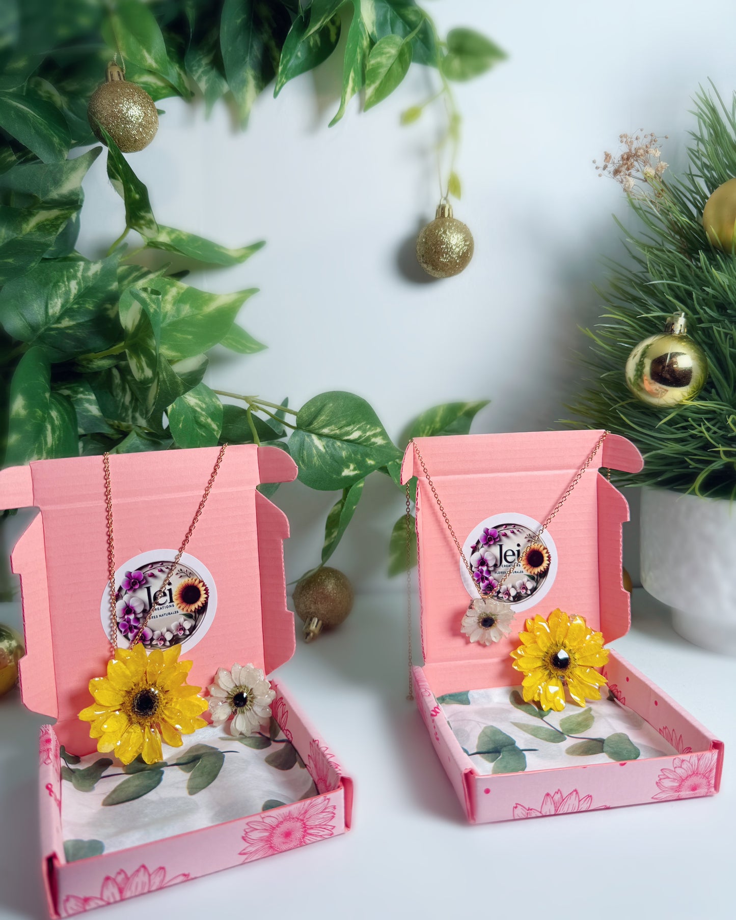 Floral Charm Duo Necklace Set