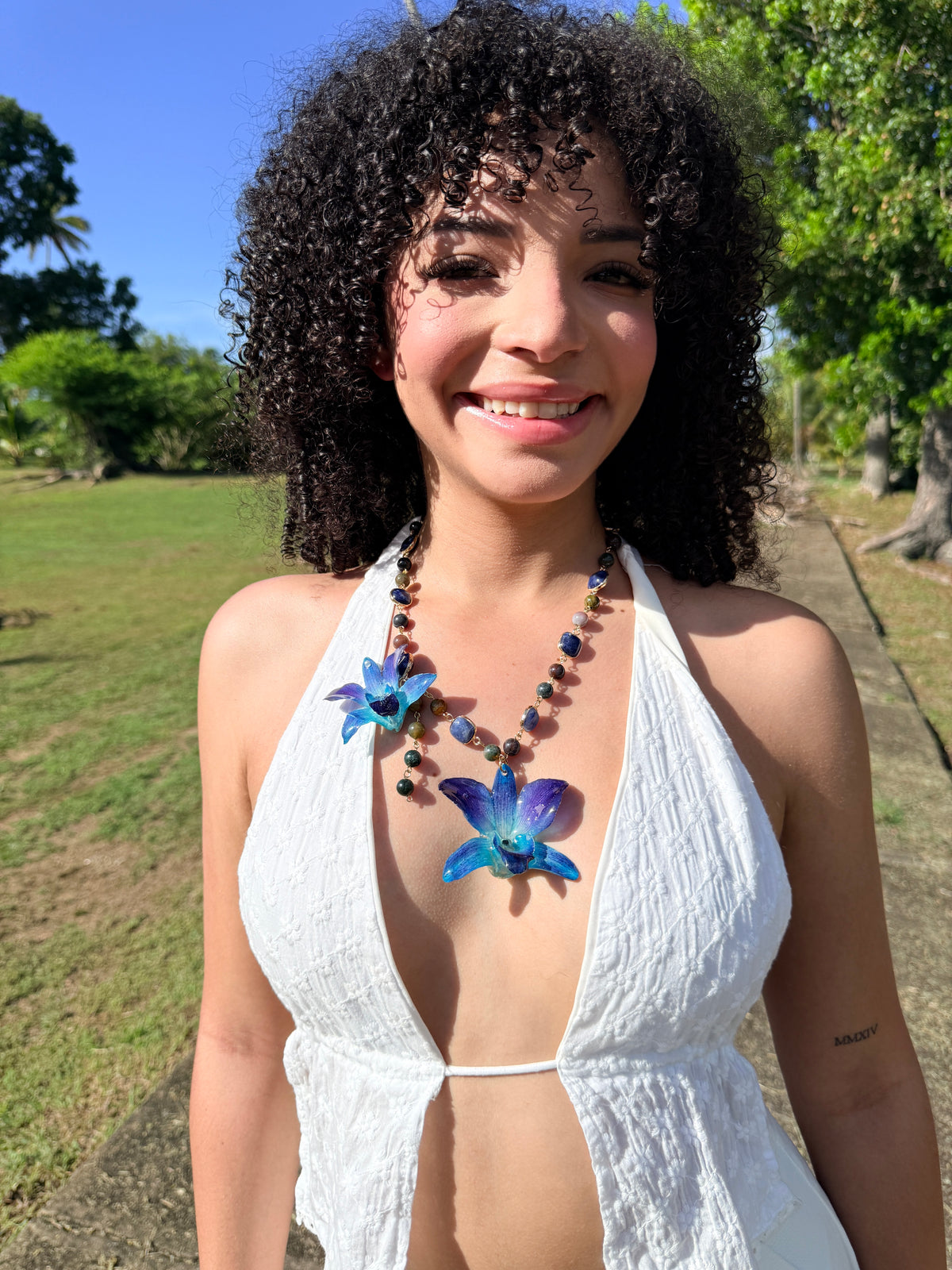 Blue Reverie Orchid Necklace