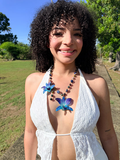Blue Reverie Orchid Necklace