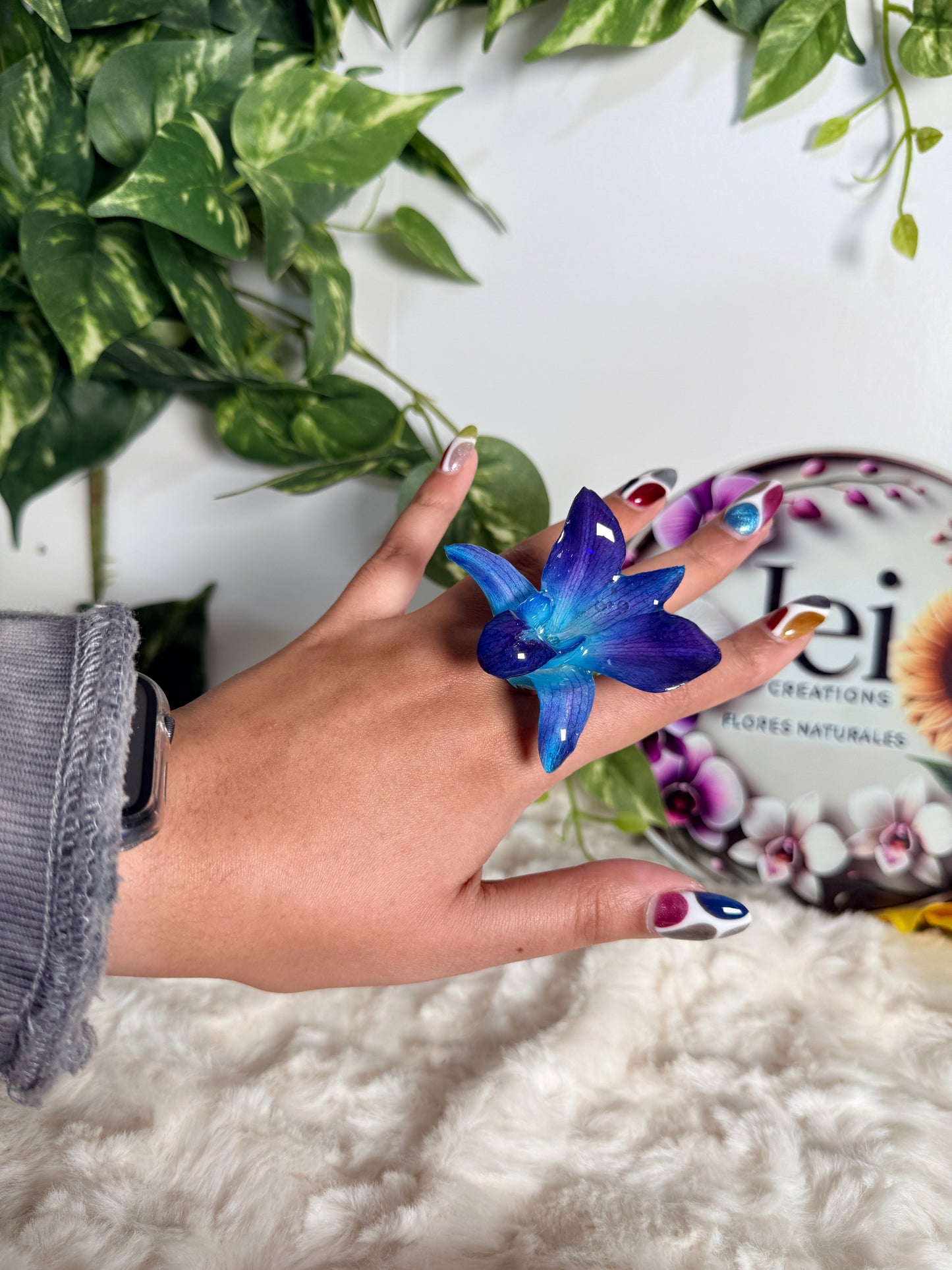 Azure Orchid Ring