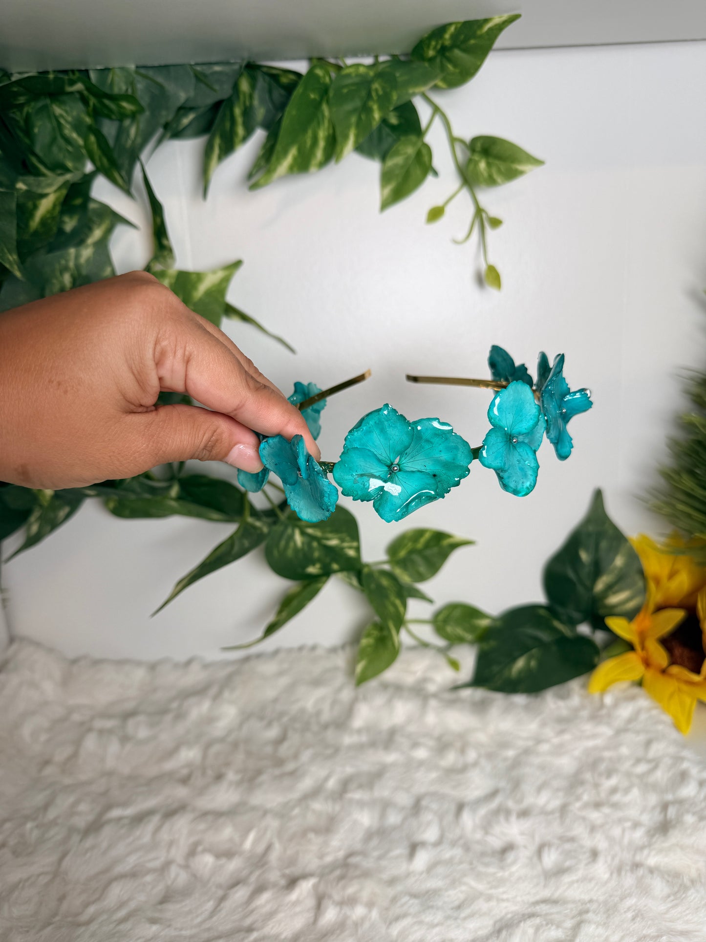 Turquoise Hydrangea Crown