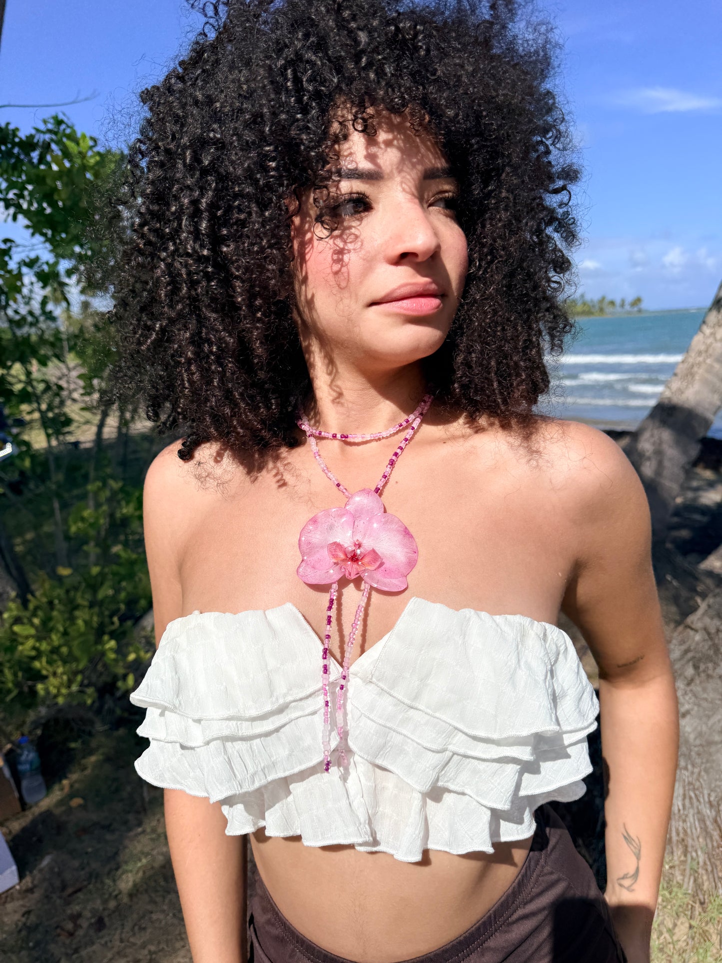 Pink Phalaenopsis Adjustable Lariat