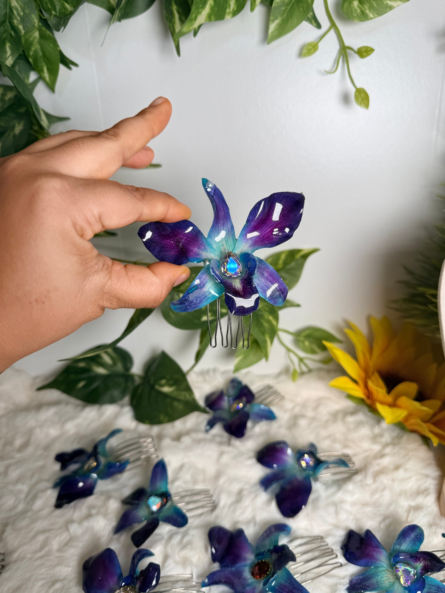 Blue Orchid Hair Comb