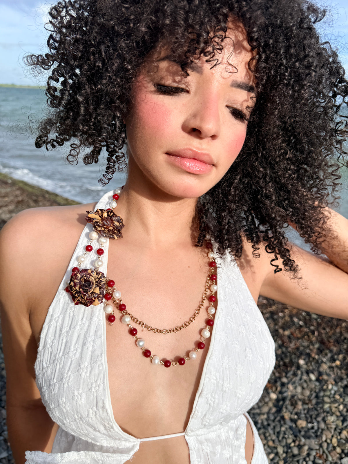 Crimson Rose Cascade Necklace