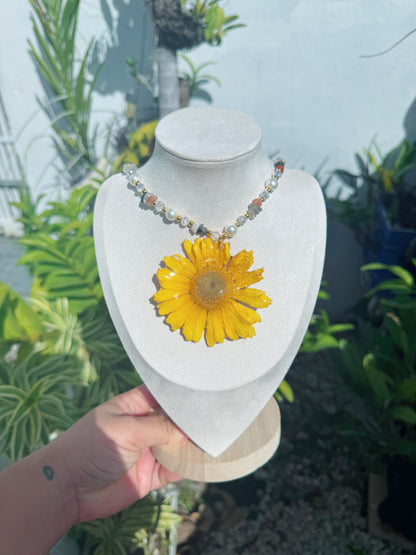 Yellow gerbera Fairy necklace
