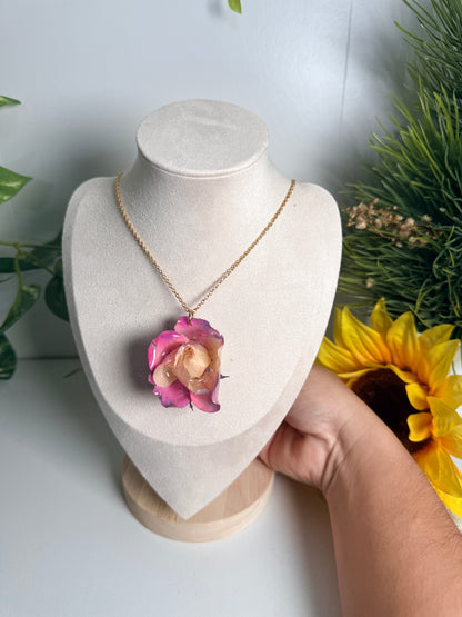 Colorful Rose Bloom Necklace