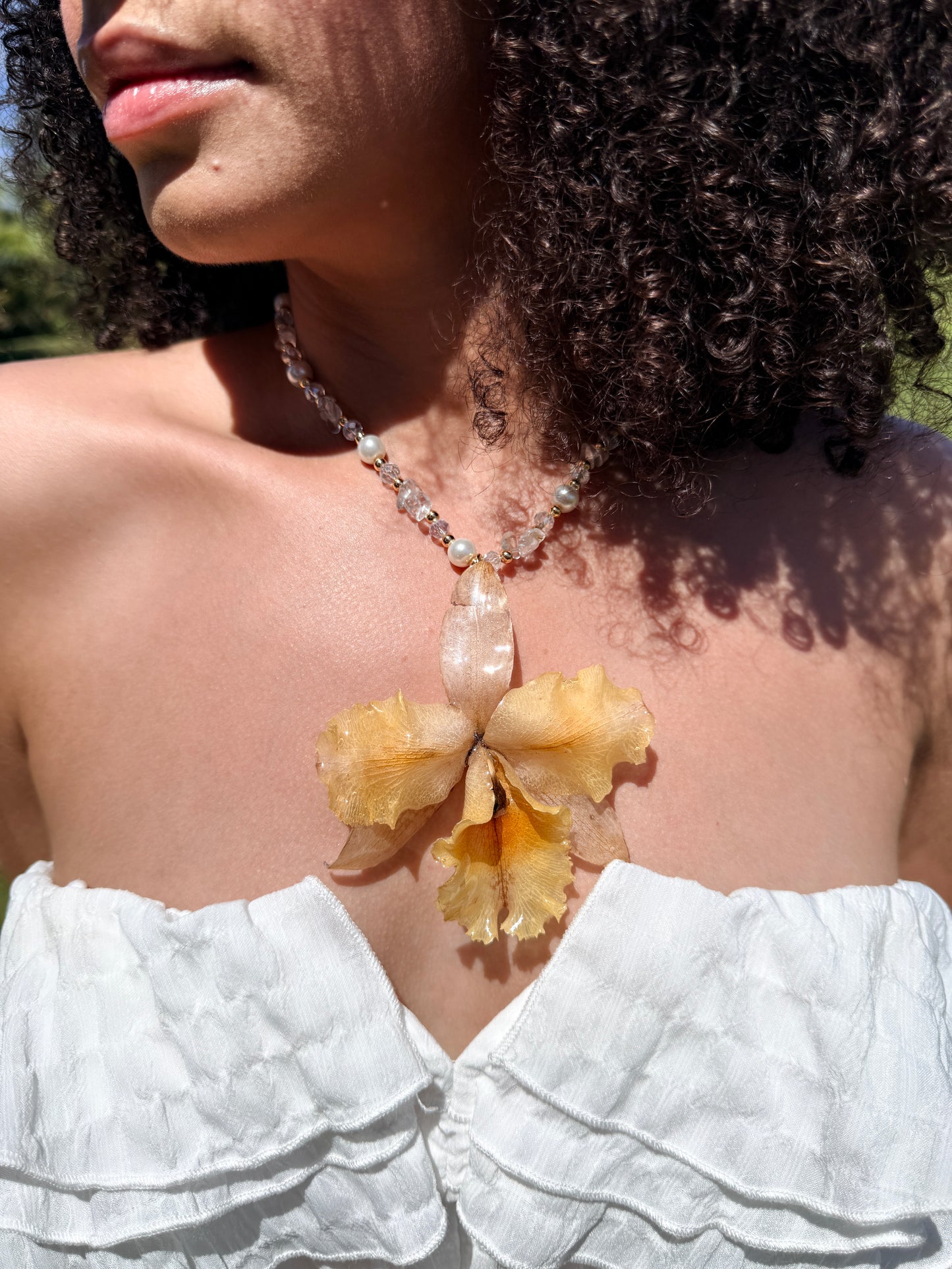 Cattleya orchid fairy necklace