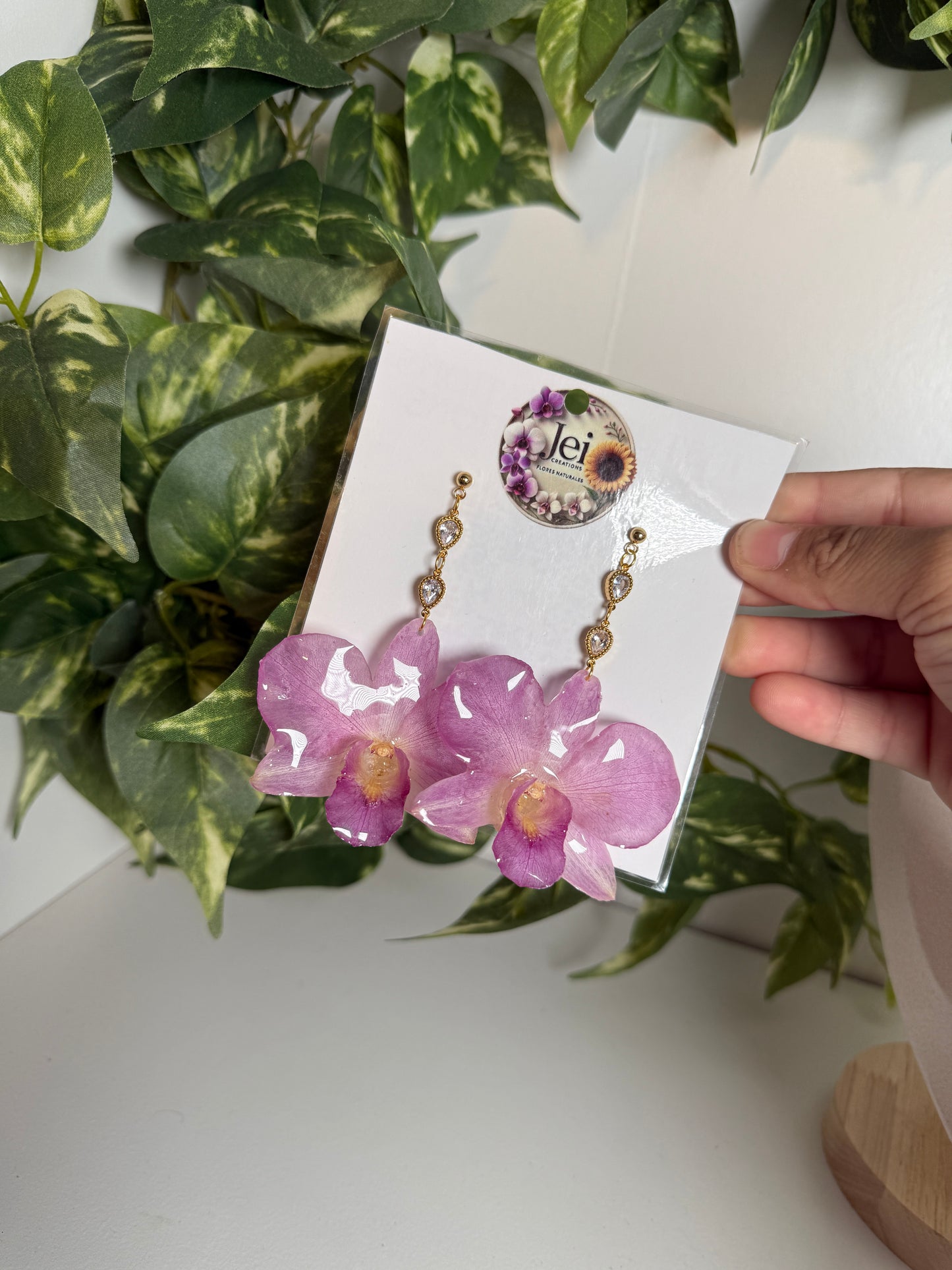 Diamond Dendrobium Orchid earings