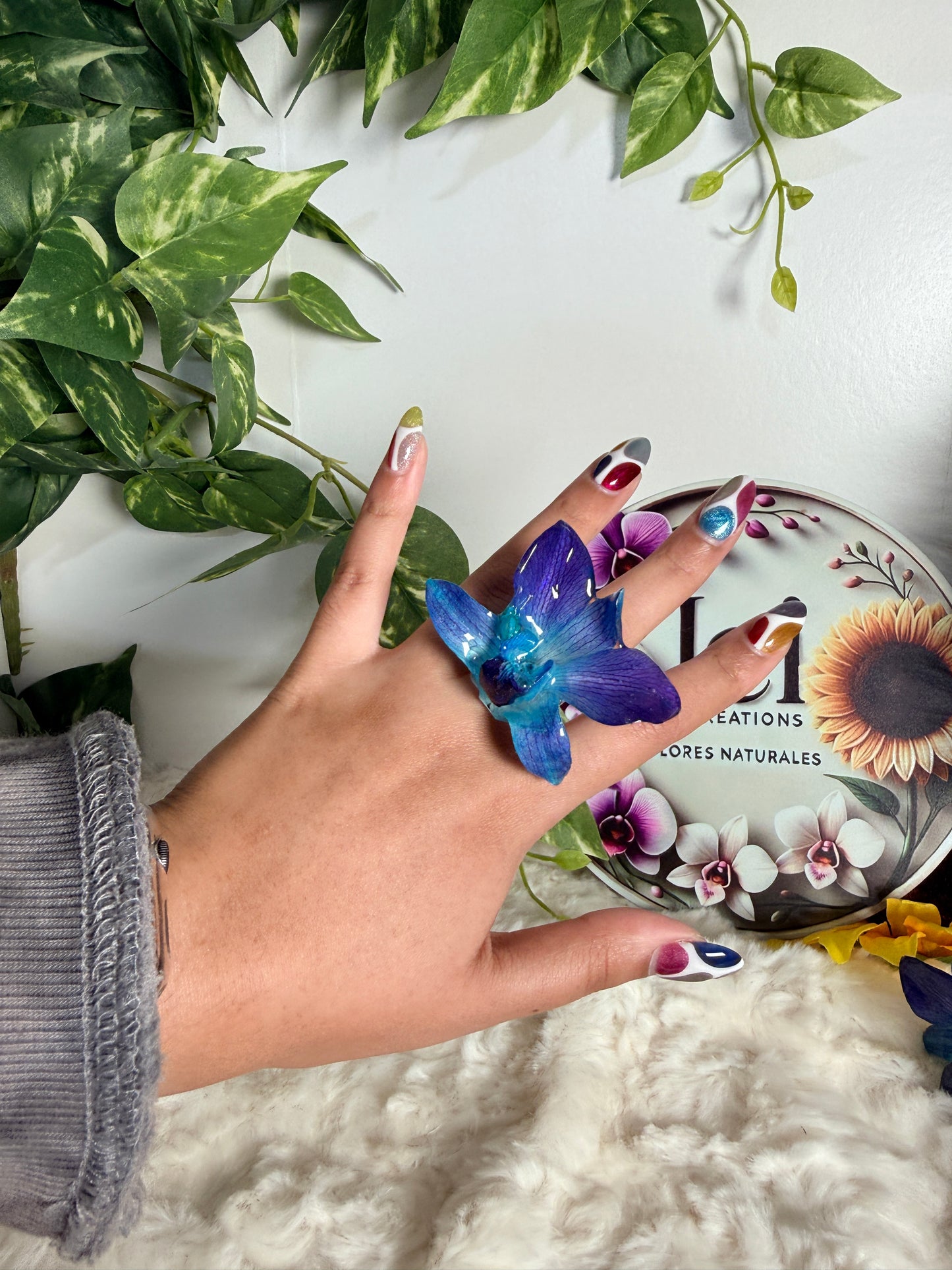 Azure Orchid Ring