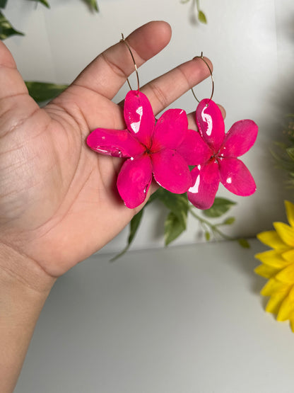 Pink plumeria earings