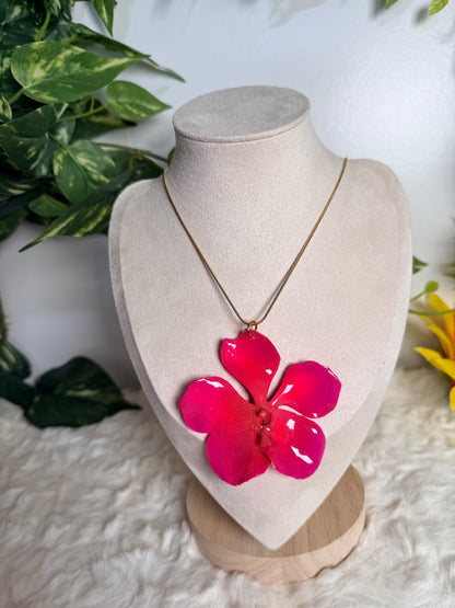 Pink orchid set ( aretes + cadena)
