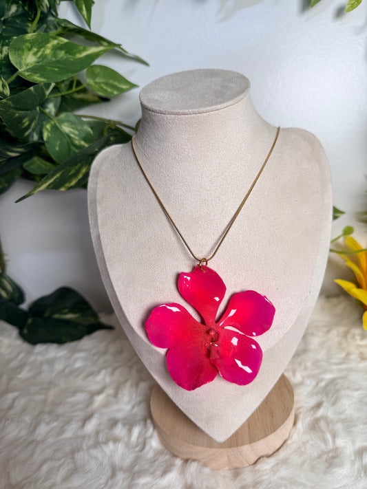 Pink orchid set ( aretes + cadena)