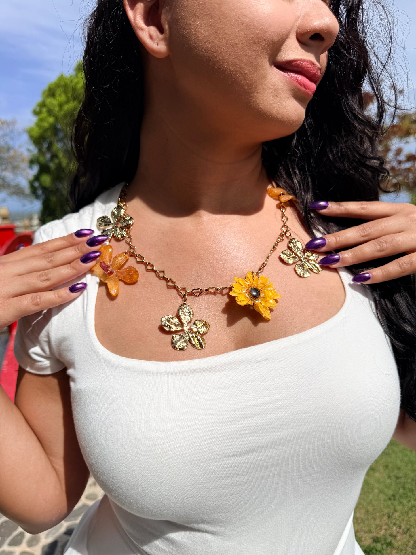 Sunflower & Orchid Garden Waist & Necklace Chain – Dos en Uno