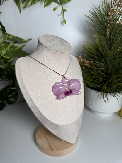 Purple Dendrobium necklace