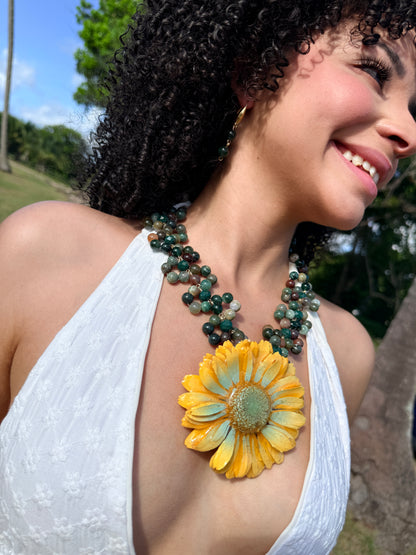 Golden Earth Gerbera Necklace