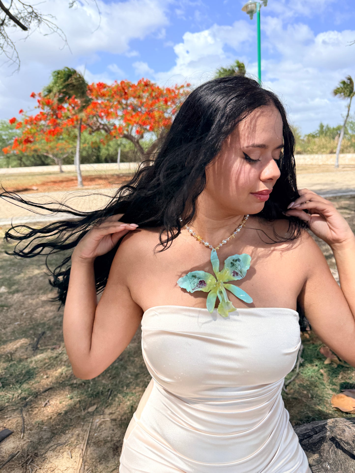 Cattleya Botanical Statement Necklace