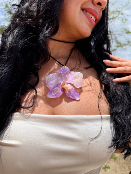 Amethyst Phalaenopsis Leather Choker