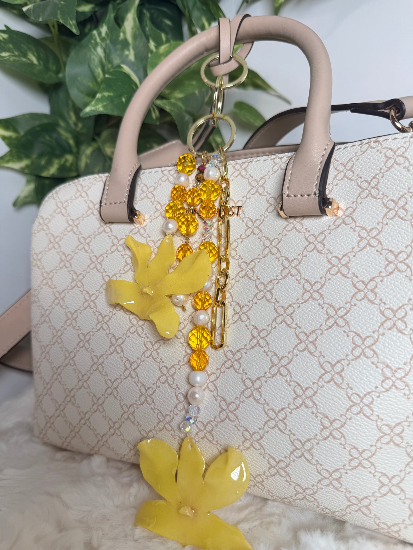 Golden Dendrobium Bag Charm