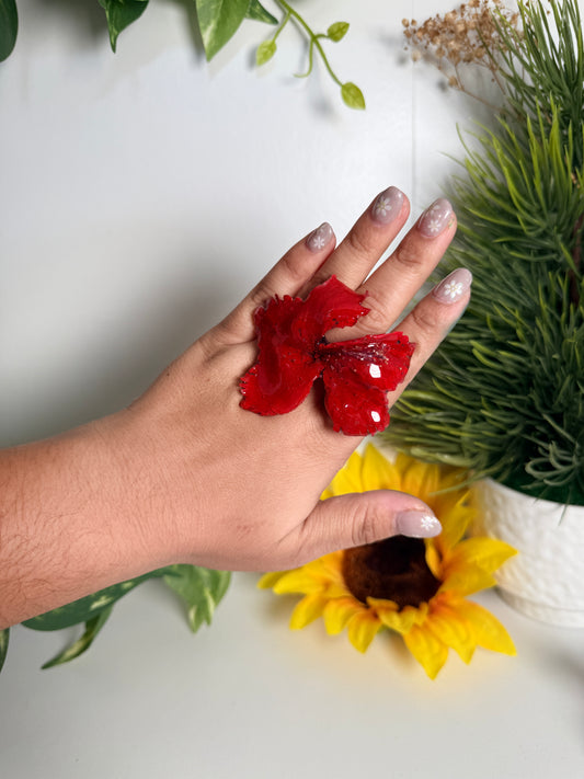Red amapola ring