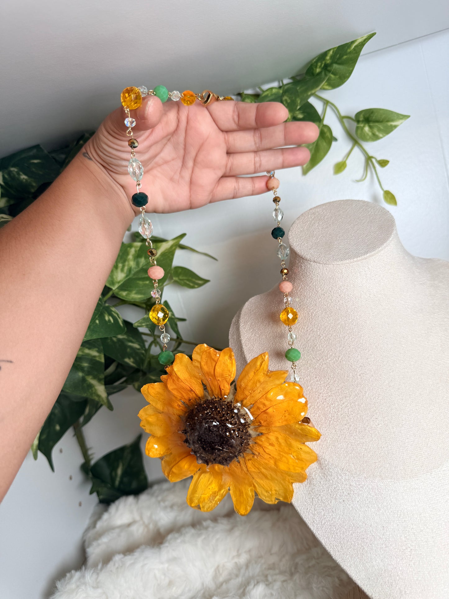 Sunflower Mosaic Necklace