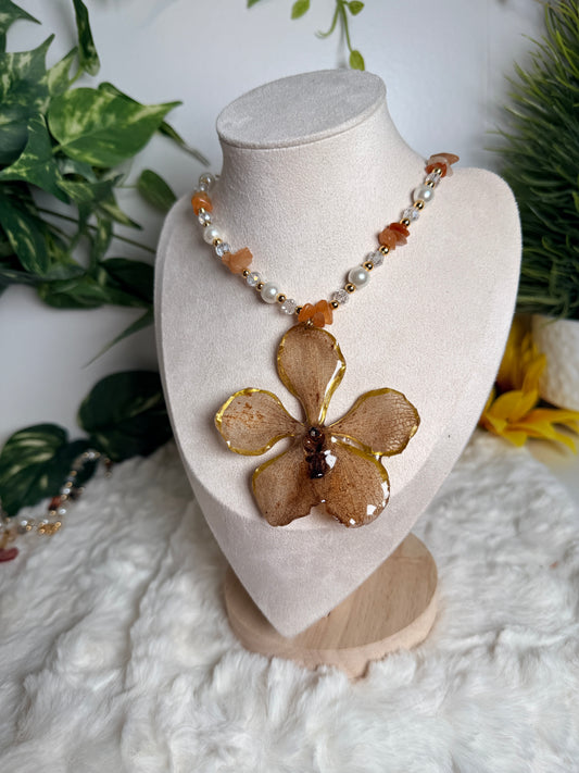 Golden Vanda fairy necklace