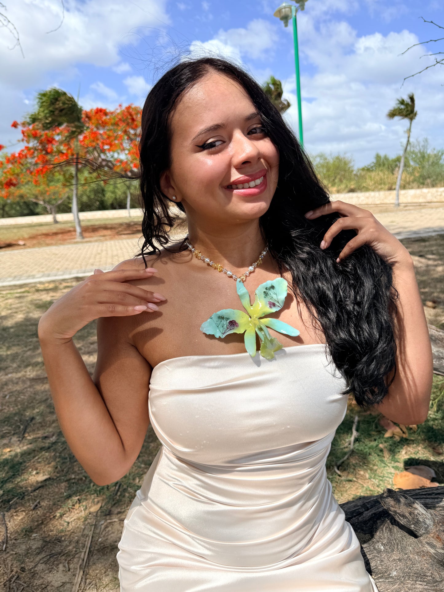 Cattleya Botanical Statement Necklace