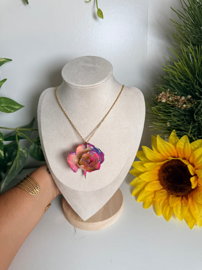 Colorful Rose Bloom Necklace
