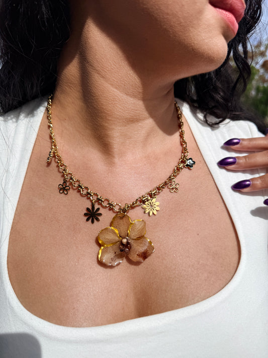Orchid mini vanda Charm necklace