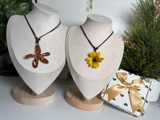 Sunflower Mini & Grammatophyllum Orchid Duo Necklace Set