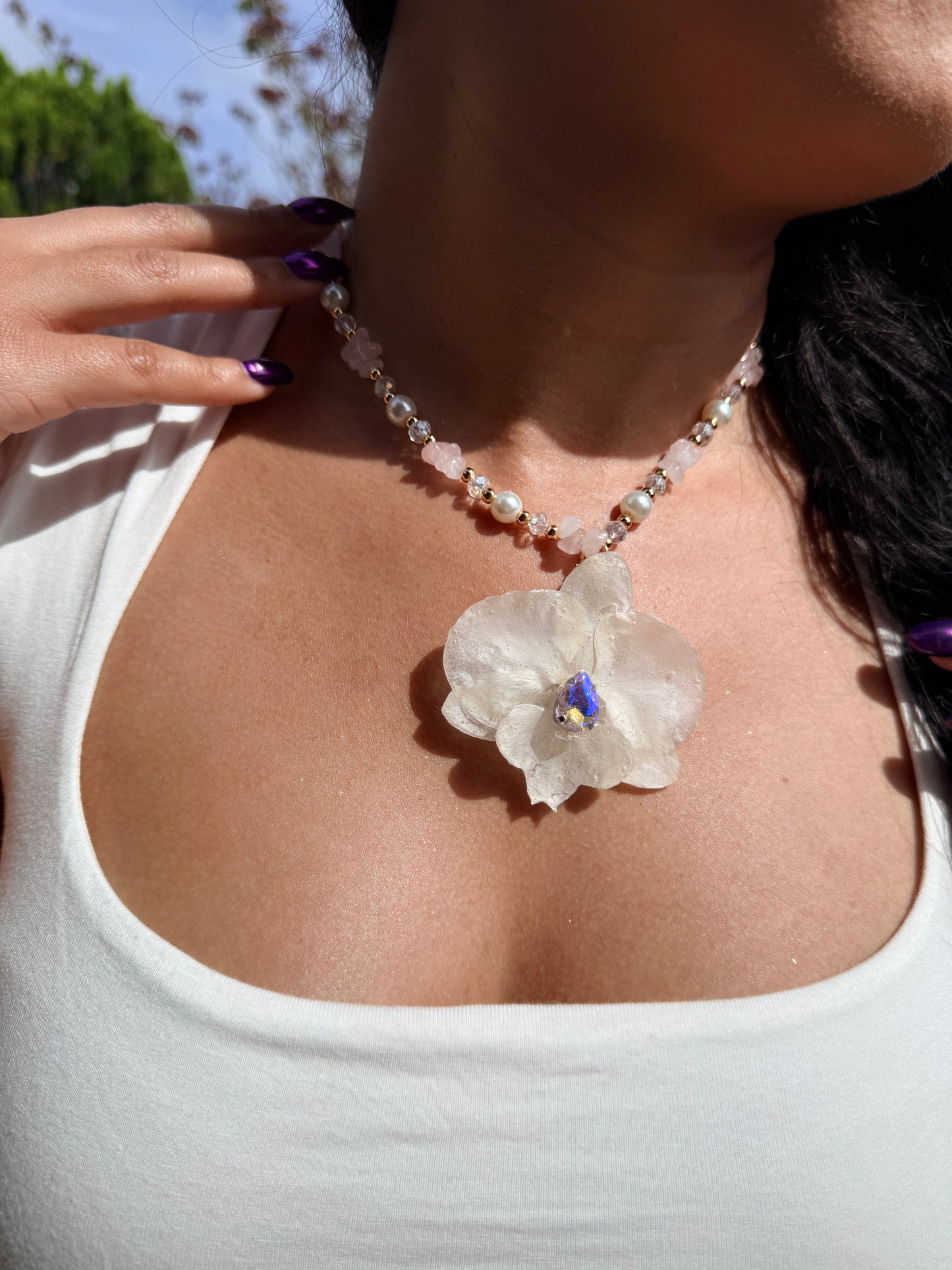 Iridescent Bloom Orchid Necklace