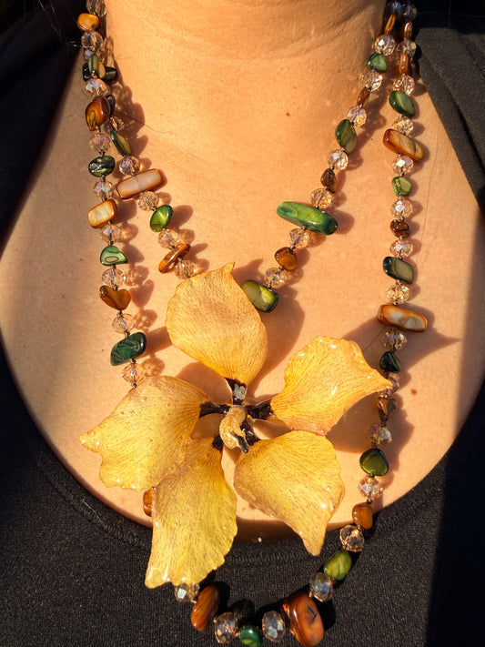 Golden Harvest Exotic Poppy Necklace