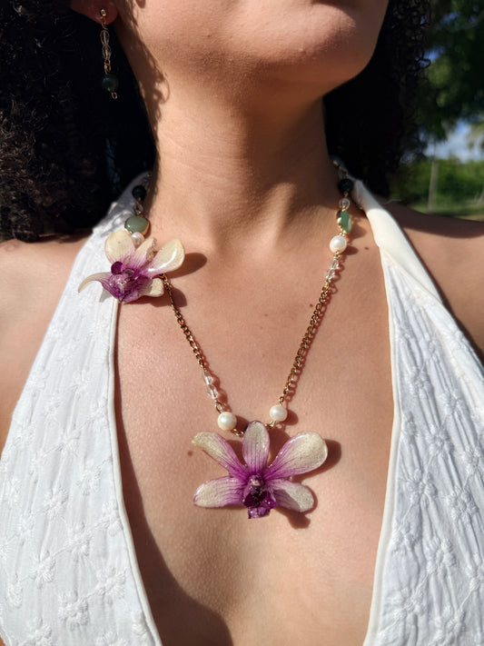 Amethyst Garden Orchid Necklace