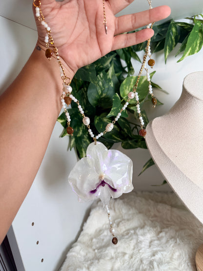 Phalaenopsis Pearl Cascade Necklace