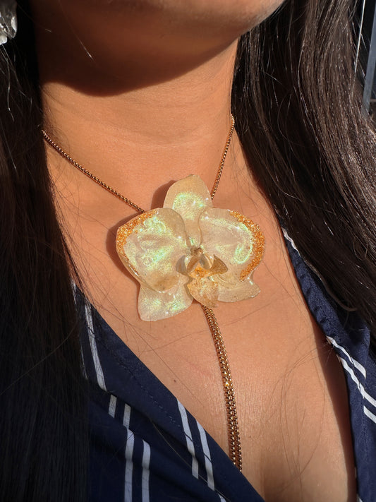 White Phalaenopsis Orchid necklace